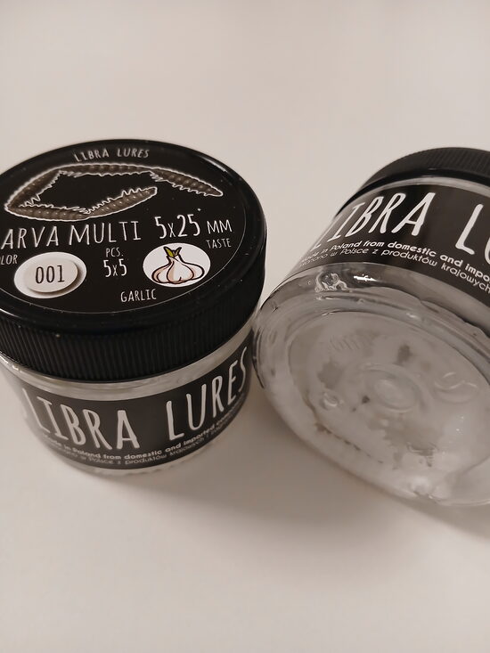 Larva multi 25mm (5x5), 001 - White, 2,25gr, Garlic, 25(5x5)psc/pack